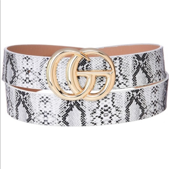 Tayzani Accessories - Snakeskin Gold White Belt Women Blogger Fashion
